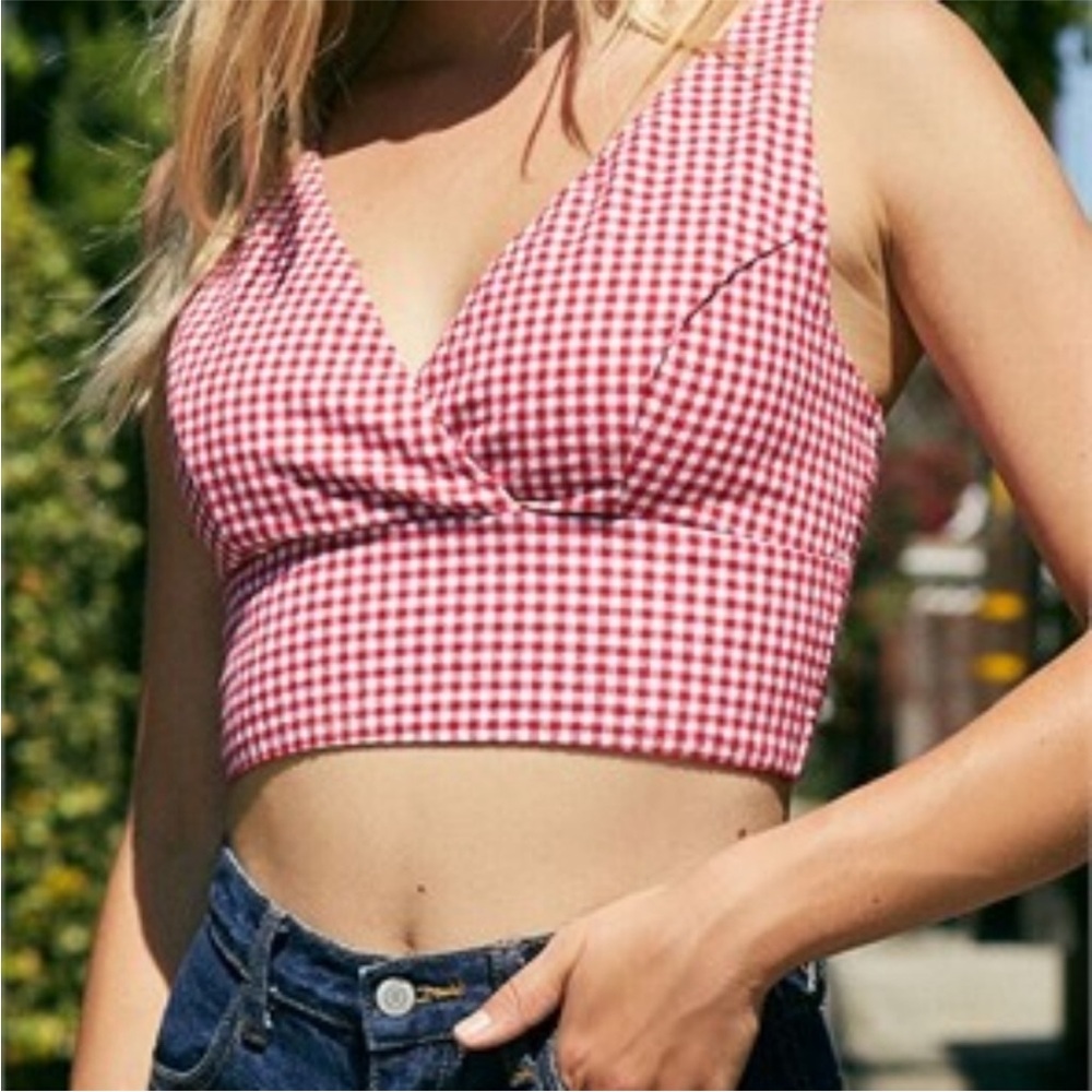 JOHN GALT Gingham Print Checkered Tank Top